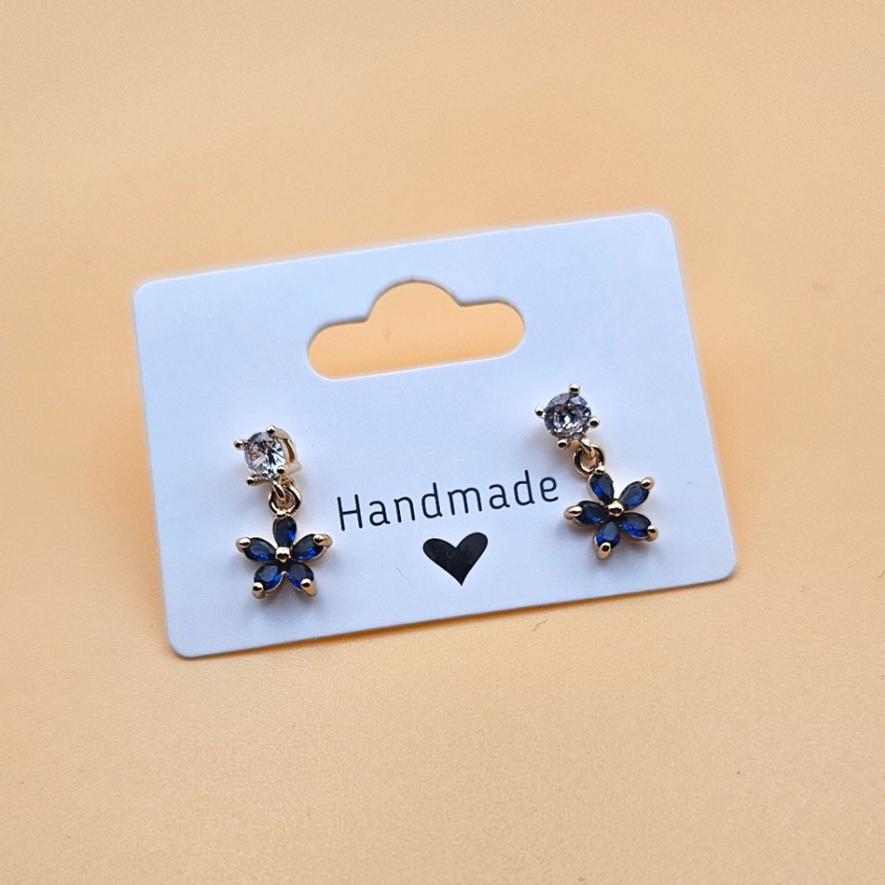 NEW! Gold and Blue 18k Gold Plated Floral Earrings